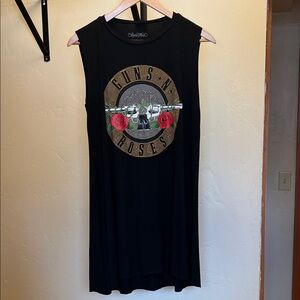 Lauren Moshi - Black Deanna Sleeveless Long Shirt Dress Guns 'n Roses - Size XL